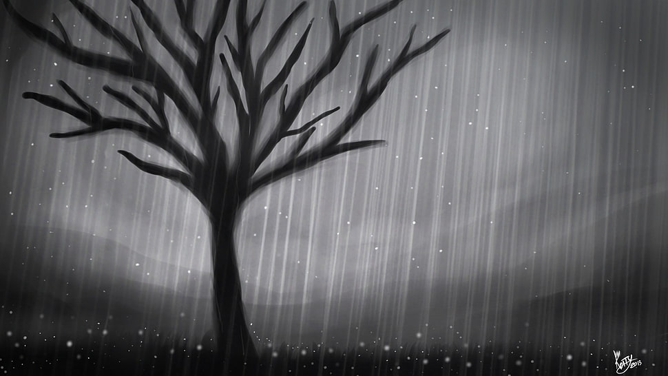 bare tree digital wallpaper, artwork HD wallpaper