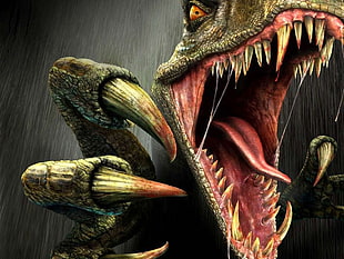 illustration of dinosaur, Turok, dinosaurs, velociraptors
