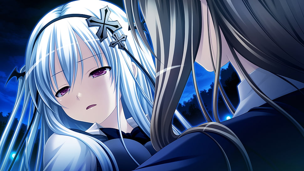 white haired woman Anime character HD wallpaper