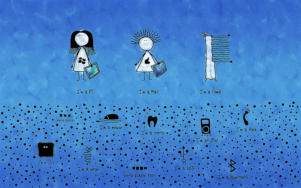 two persons clip arts, computer, humor, Vladstudio HD wallpaper