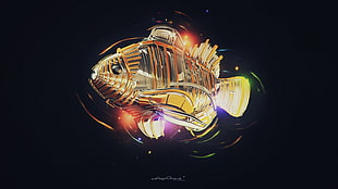 yellow fish digital wallpaper