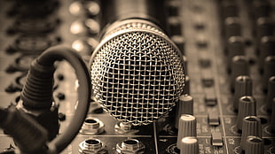 gray and black dynamic microphone, microphone, technology, sepia HD wallpaper