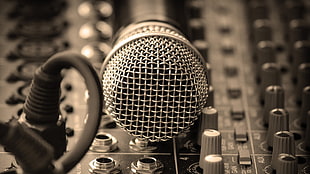 gray and black dynamic microphone, microphone, technology, sepia