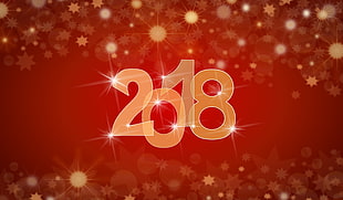 2018 with red background digital poster HD wallpaper