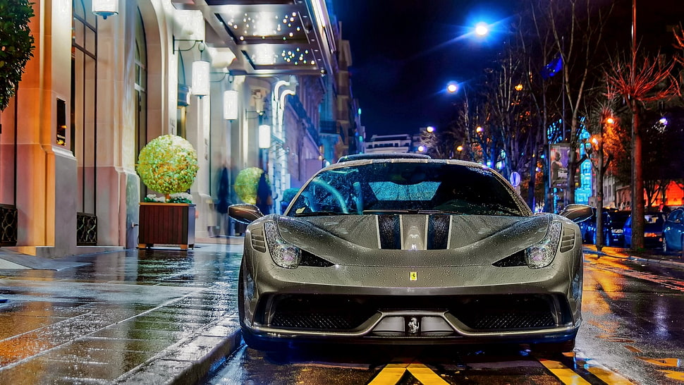 gray Ferrari 458 Italia, Ferrari, Ferrari 458 Speciale, Ferrari 458, italian HD wallpaper