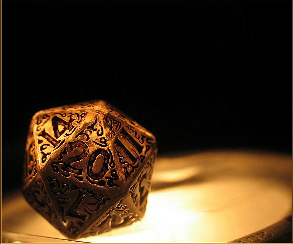gold-colored and black ring, dice, Dungeons and Dragons HD wallpaper