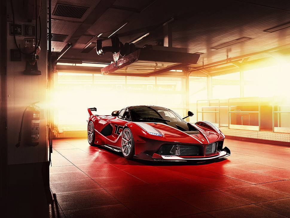 red sports car, Ferrari, vehicle, Ferrari FXX-K HD wallpaper