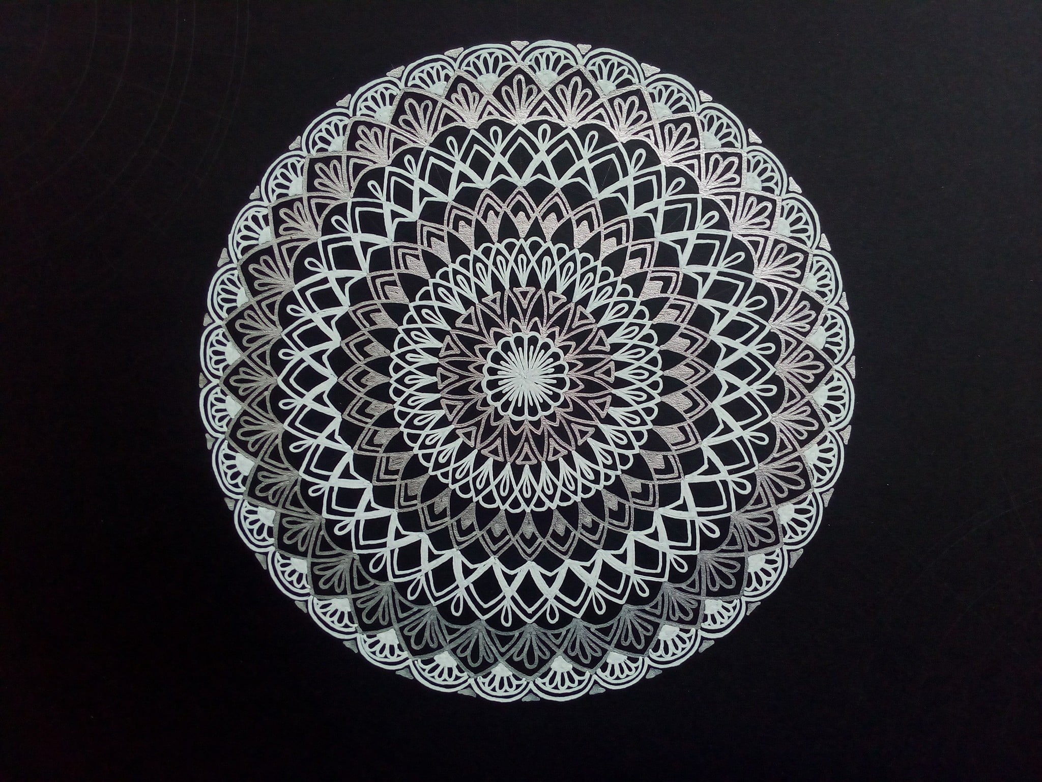 white and black floral illustration, mandala, artwork