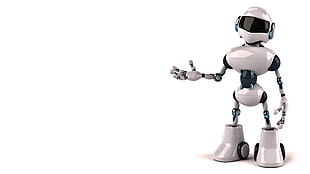 white and black robot action figure HD wallpaper
