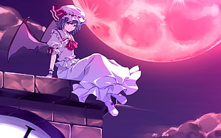 woman wearing white dress anime character illustration HD wallpaper