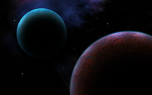 two planets illiustration HD wallpaper