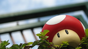 red and brown mushroom toy, Super Mario, mushroom
