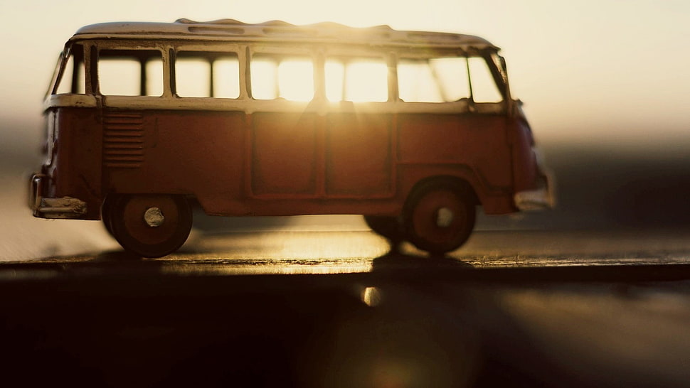 red and white Volkswagen T1 HD wallpaper