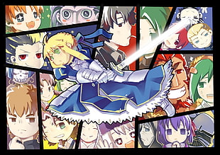 Anime character collage, Fate Series, Fate/Zero, Saber, Gilgamesh