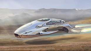 silver spaceship, futuristic, science fiction HD wallpaper