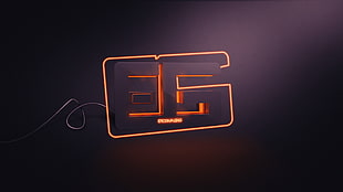 orange and black neon light decoration, PC gaming, neon, wires, typography
