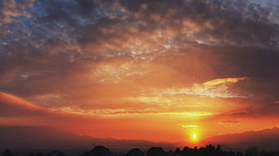 nimbus clouds, sky, clouds, mountains, sunset HD wallpaper
