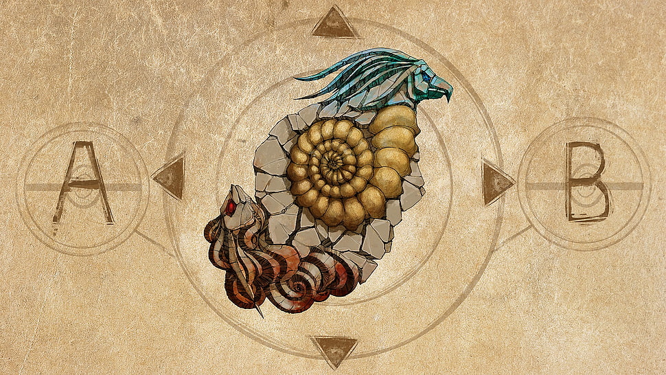 brown, gray, blue, and red shell painting, Pokémon HD wallpaper