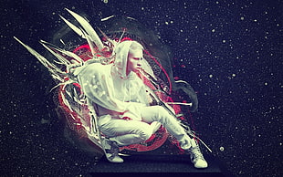 man wearing white hoodie photo HD wallpaper