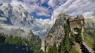 gray mountain, The Witcher 3: Wild Hunt, Kaer Morhen, video games HD wallpaper