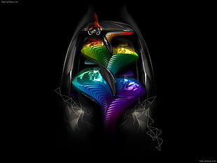 multicolored snake digital wallpaper, abstract, colorful, CGI