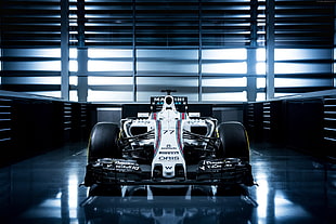 white F1 racing car HD wallpaper