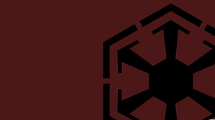 black 6-sided logo, Star Wars, logo, minimalism, red background HD wallpaper