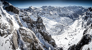 mountain ridge, mountains, snow, cliff, snowy peak HD wallpaper