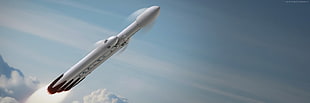 white space shuttle, Falcon Heavy, Space X, Launching HD wallpaper