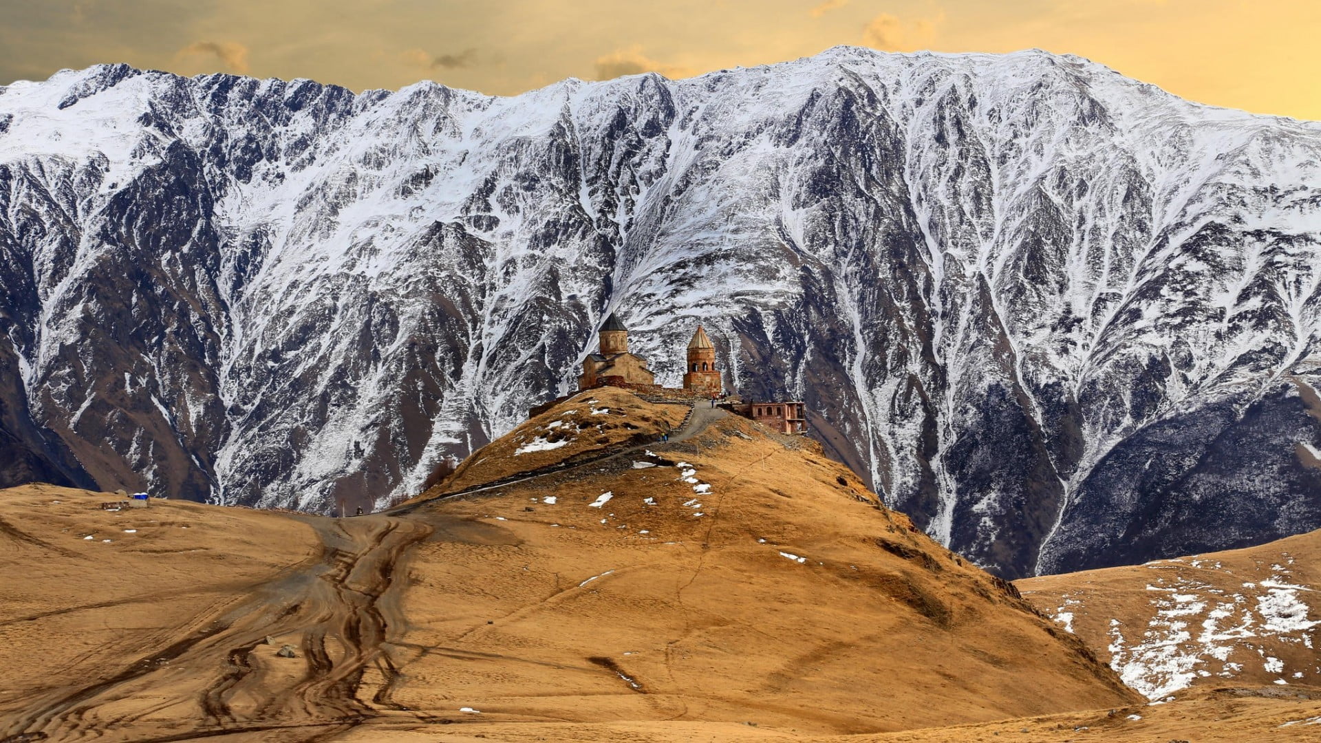 brown and black wooden table, nature, landscape, mountains, snowy peak