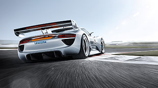 white sports coupe, car, Porsche 918 RSR, race tracks, Porsche