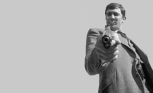 grayscale photo of man, James Bond, george  lazenby, On Her Majesty's Secret Service, monochrome HD wallpaper