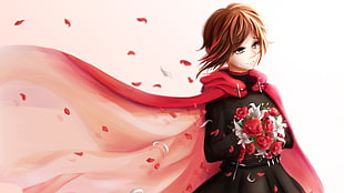 male anime character with red cape HD wallpaper
