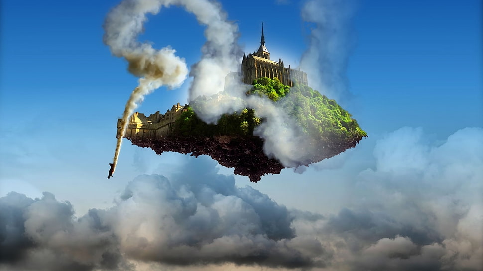 brown concrete building, architecture, ancient, tower, clouds HD wallpaper