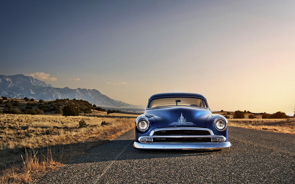 classic blue car, old car, blue cars, Chevy, Chevrolet HD wallpaper