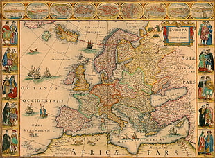 brown and green floral area rug, map, 17th century, Europe, world map HD wallpaper