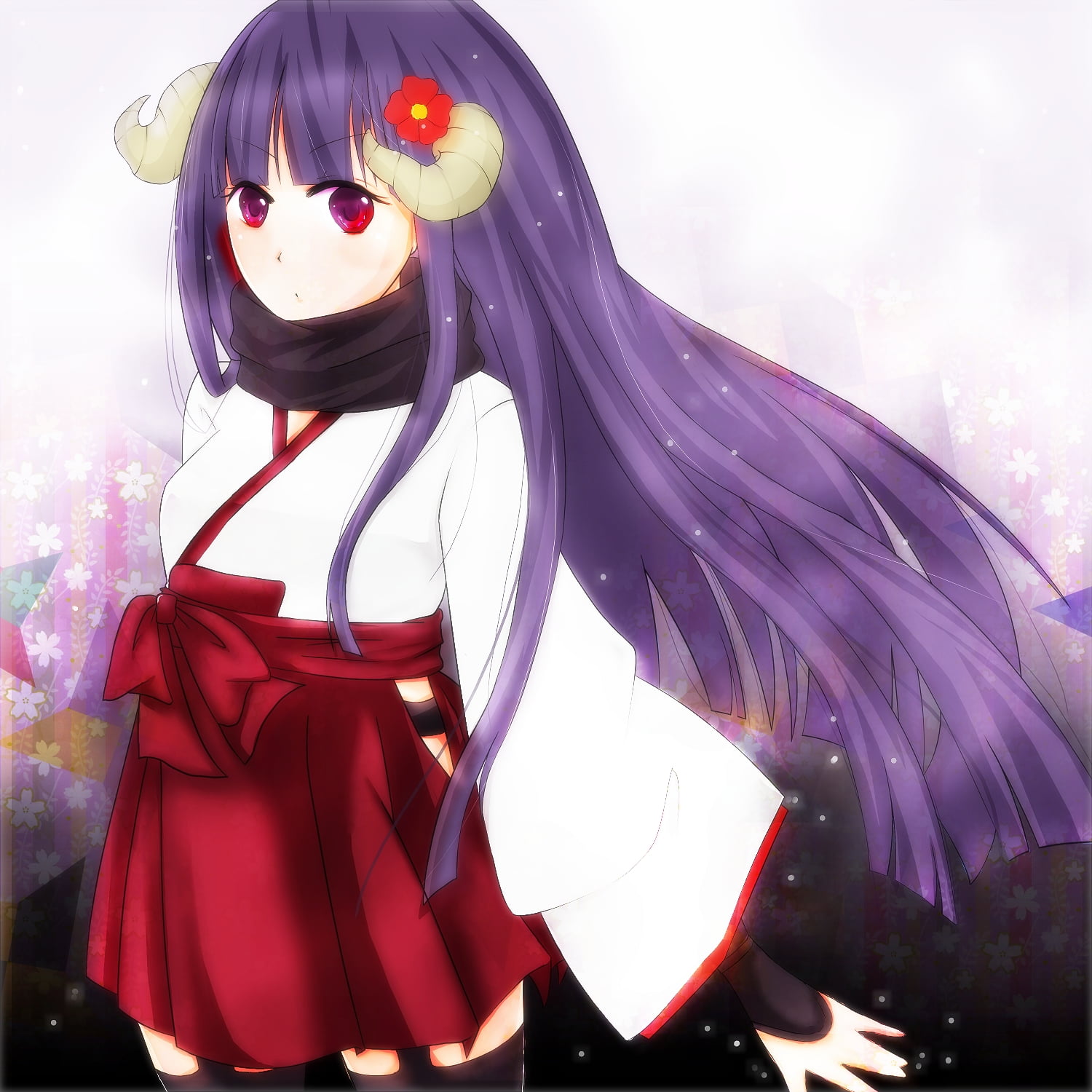 purple haired girl anime illustration