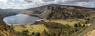 panoramic photography of mountain landscape, tay, wicklow, ireland HD wallpaper