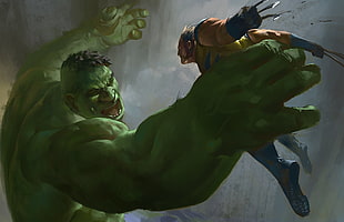 The Hulk and Wolverine, Wolverine, Hulk, artwork HD wallpaper