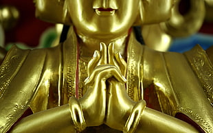 close up photography of gold Buddha figurine