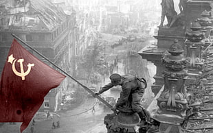 Soviet Union flag, USSR, photography, selective coloring, flag HD wallpaper
