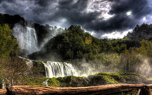 cascading waterfalls, nature, landscape, waterfall, sky HD wallpaper