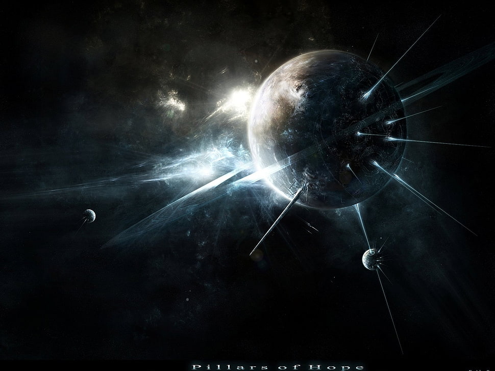 gray spiky planet digital wallpaper HD wallpaper