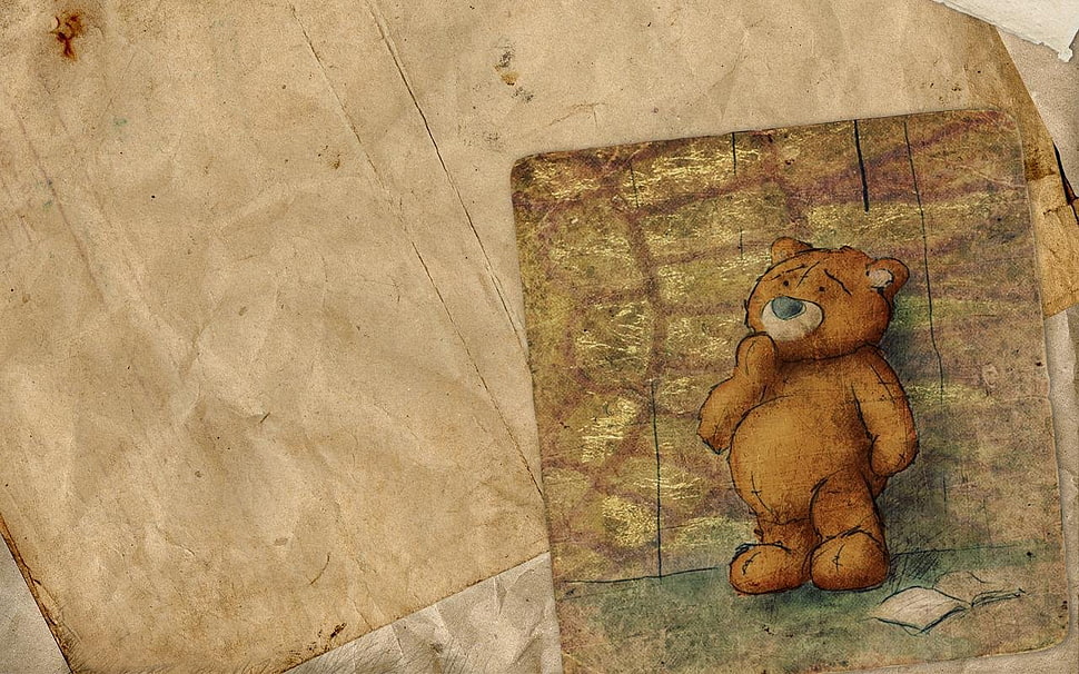 brown bear print floor mat HD wallpaper