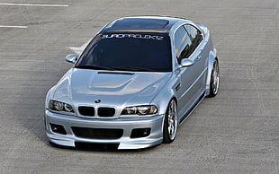 silver BMW coupe, car, e46, BMW