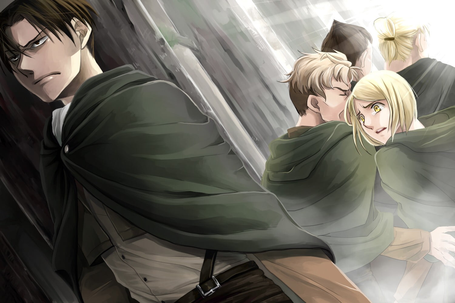 Attack on Titan characters, Shingeki no Kyojin, Levi Ackerman, Petra Ral, Oluo Bozado