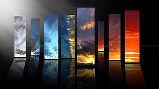 assorted sunset printed glass decors