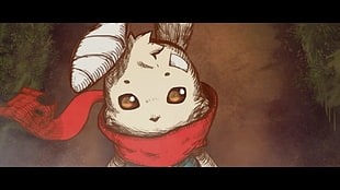 rabbit with red scarf sketch HD wallpaper