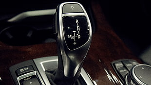 black vehicle gear shift lever, car, car interior, gear shifter, BMW