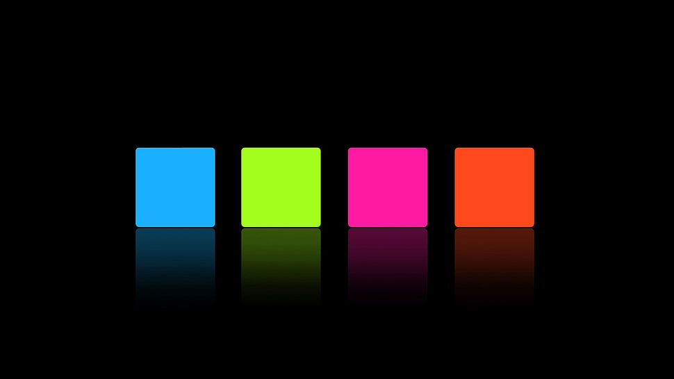 square blue, green, pink, and red illustration HD wallpaper
